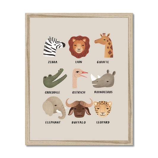 Animal Safari in stone / Framed Print