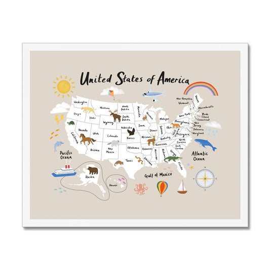 United States of America in stone / Framed Print
