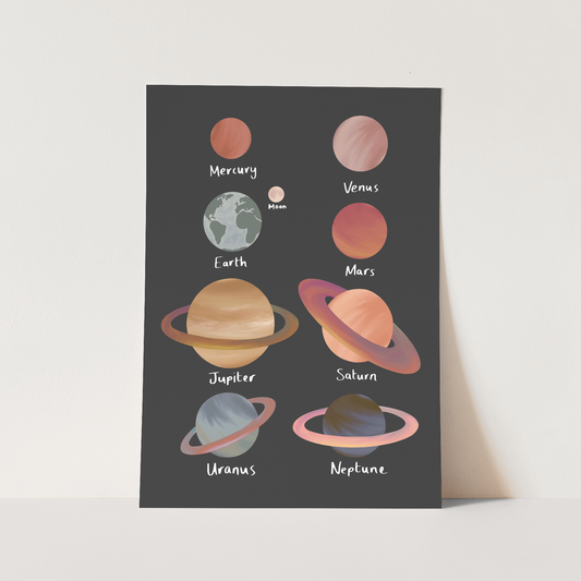 Planets in black / Fine Art Print