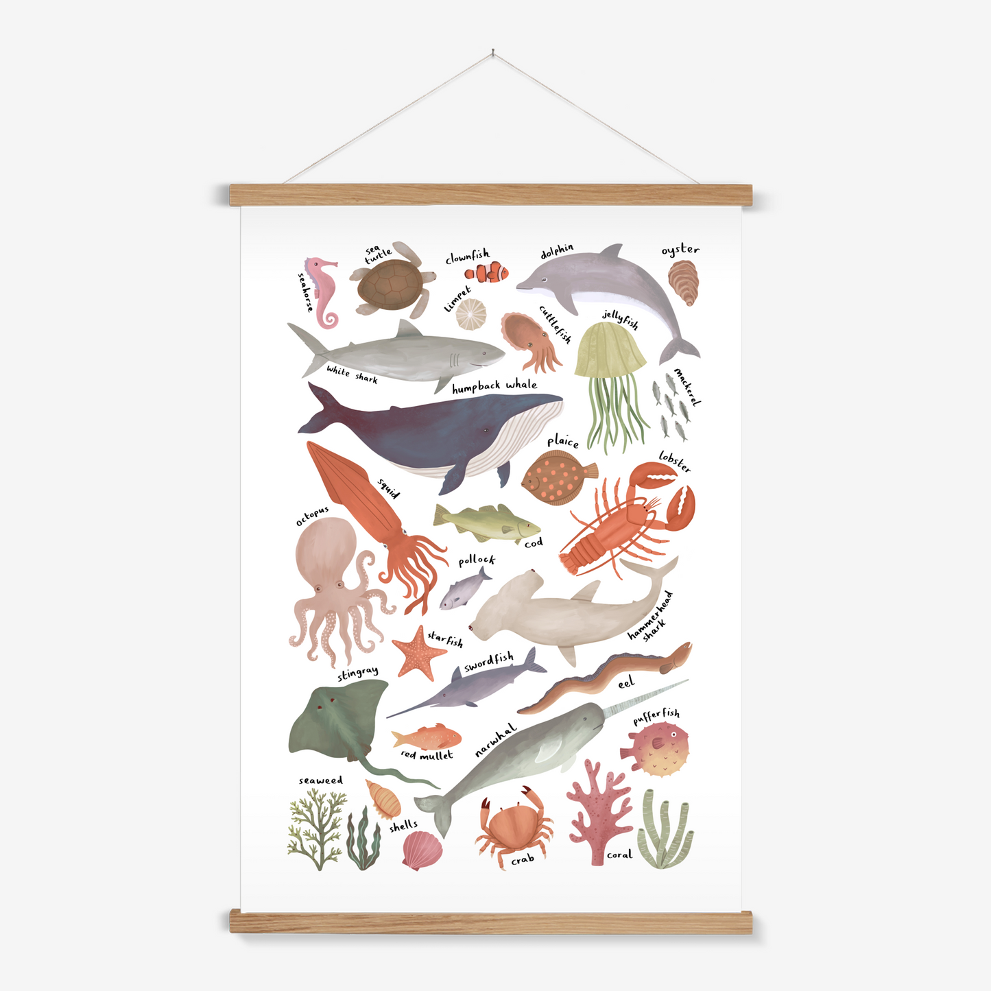 Ocean Life chart / Print with Hanger