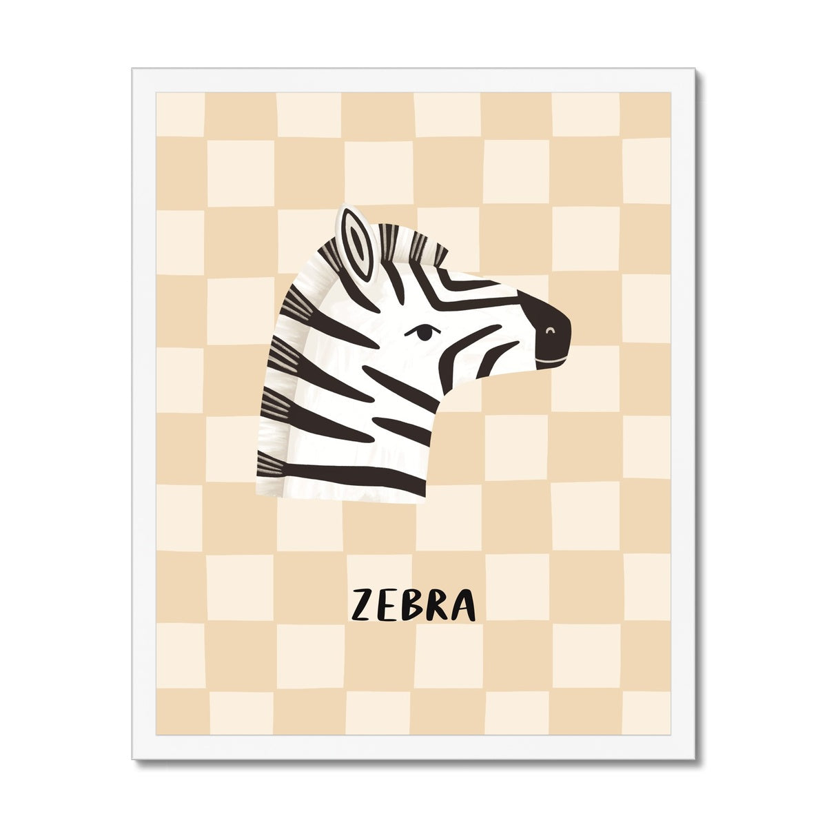 Zebra check in beige / Framed Print