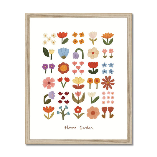 Flower Garden in white / Framed Print