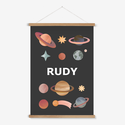 Personalised Name Planets in black / Print with Hanger