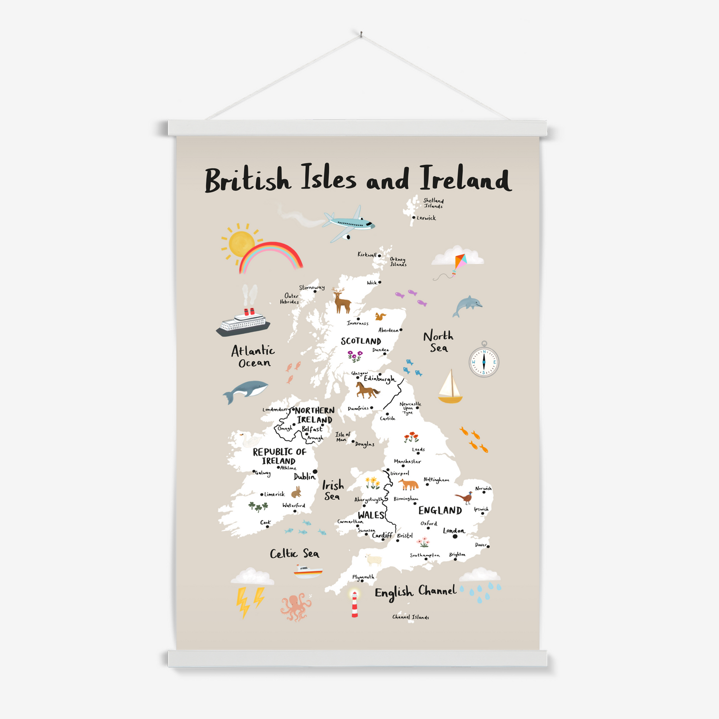 British Isles and Ireland in stone / Print with Hanger