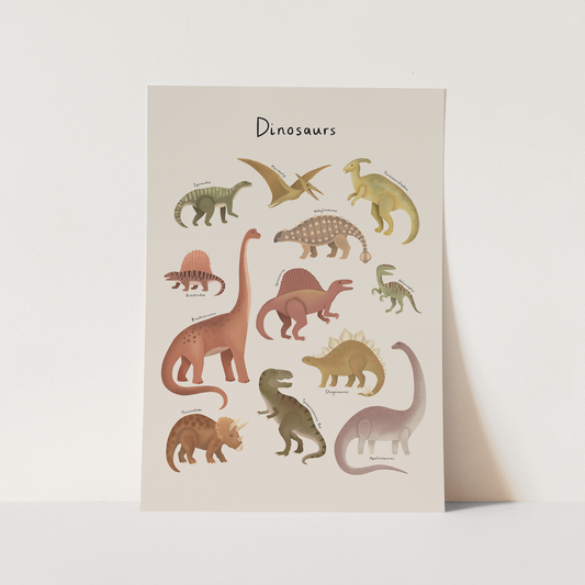 Dinosaur Chart in stone / Fine Art Print