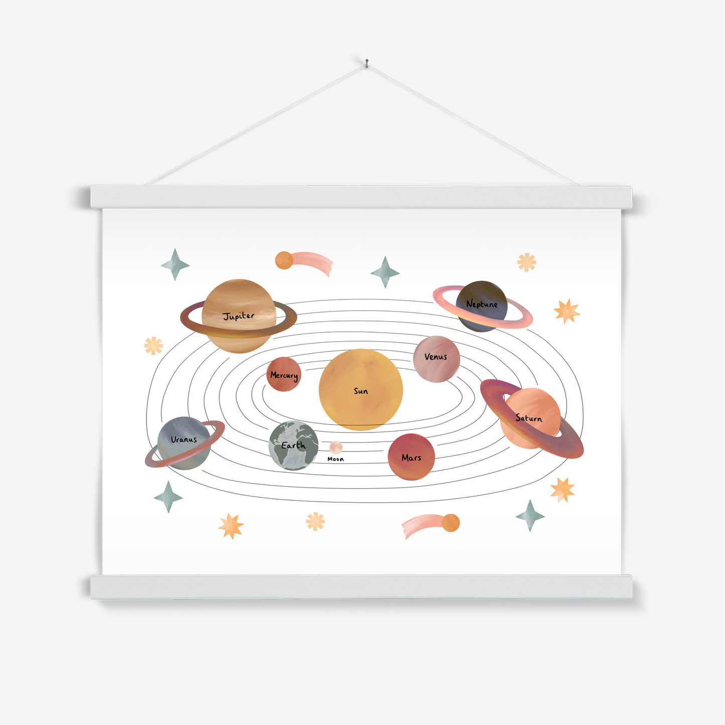 Solar System in white / Print with Hanger