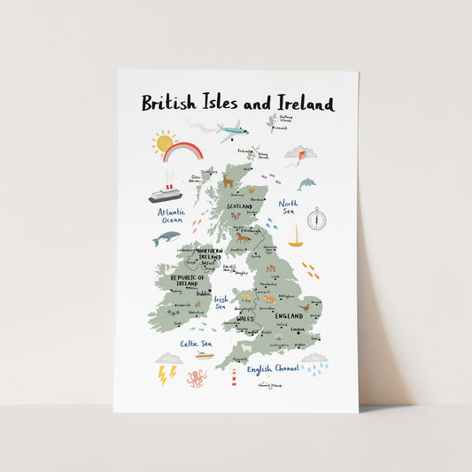 British Isles and Ireland in white / Fine Art Print