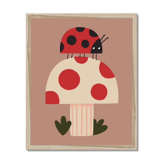 Ladybird and Mushroom / Framed Print