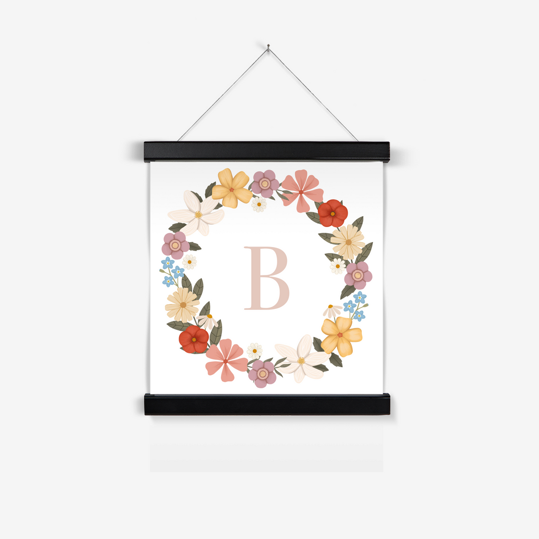 Personalised Floral Wreath in white / Print with Hanger