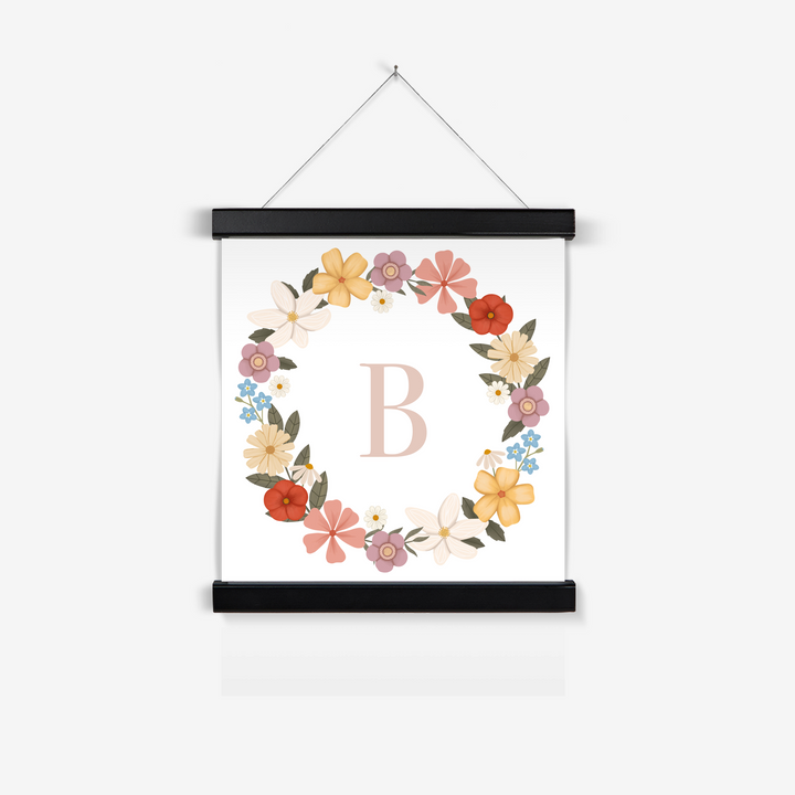 Personalised Floral Wreath in white / Print with Hanger