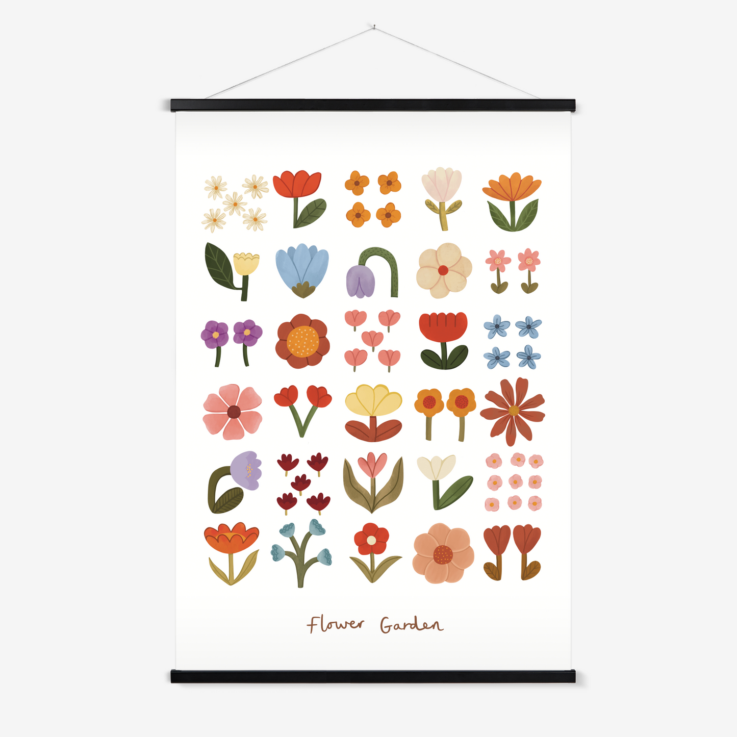 Flower Garden in white / Print with Hanger