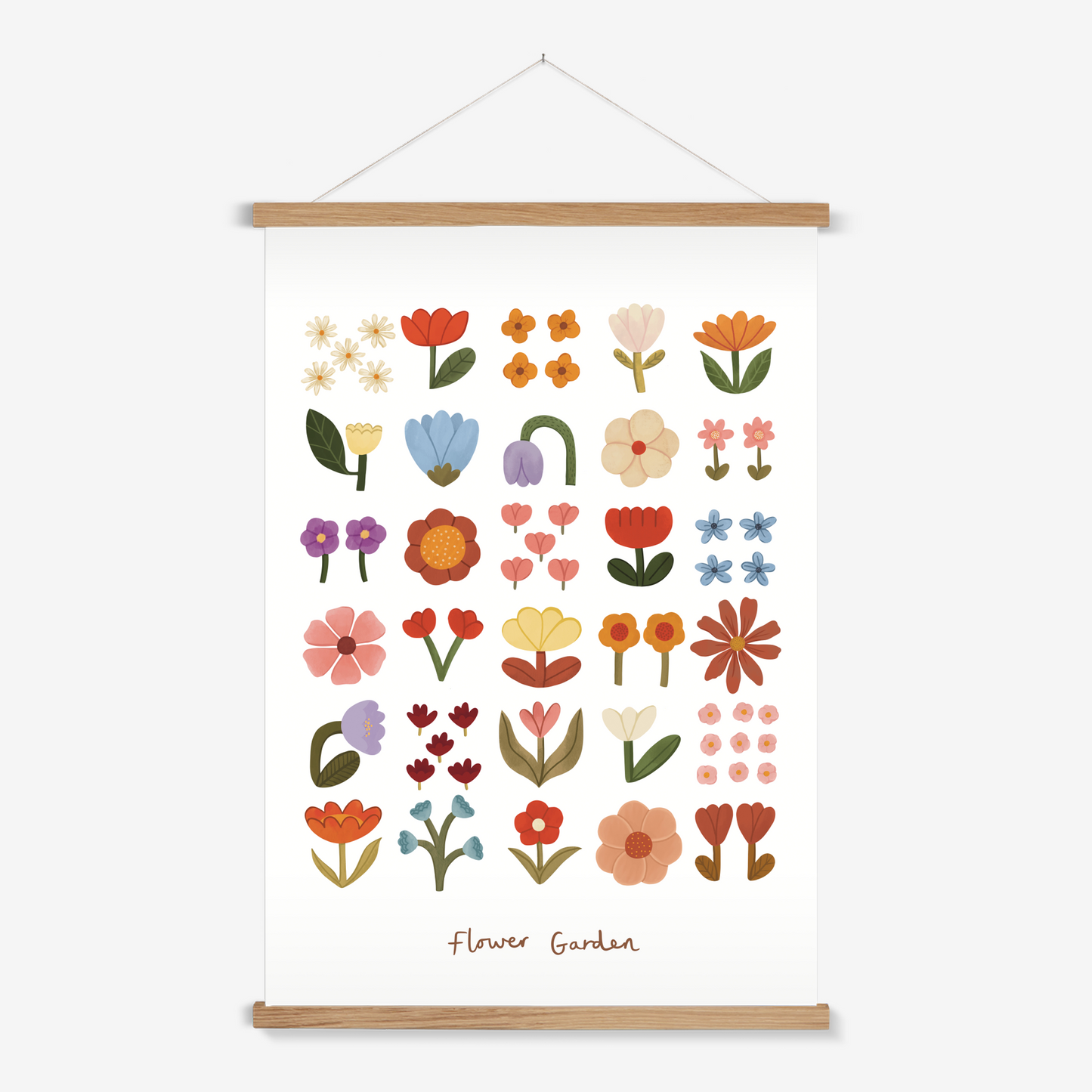 Flower Garden in white / Print with Hanger
