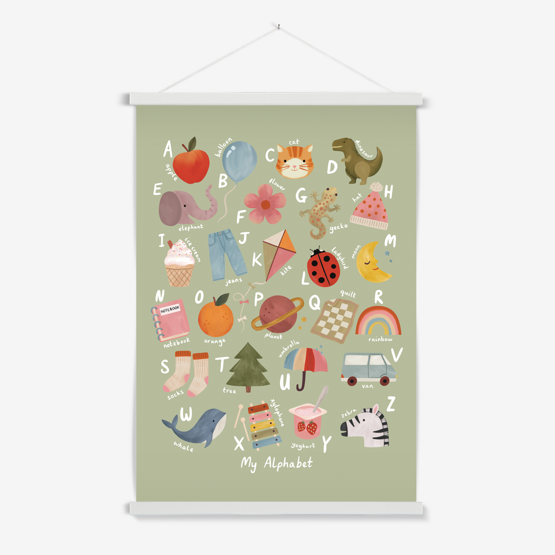 My Alphabet in sage / Print with Hanger