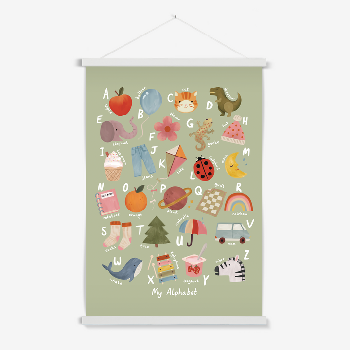 My Alphabet in sage / Print with Hanger