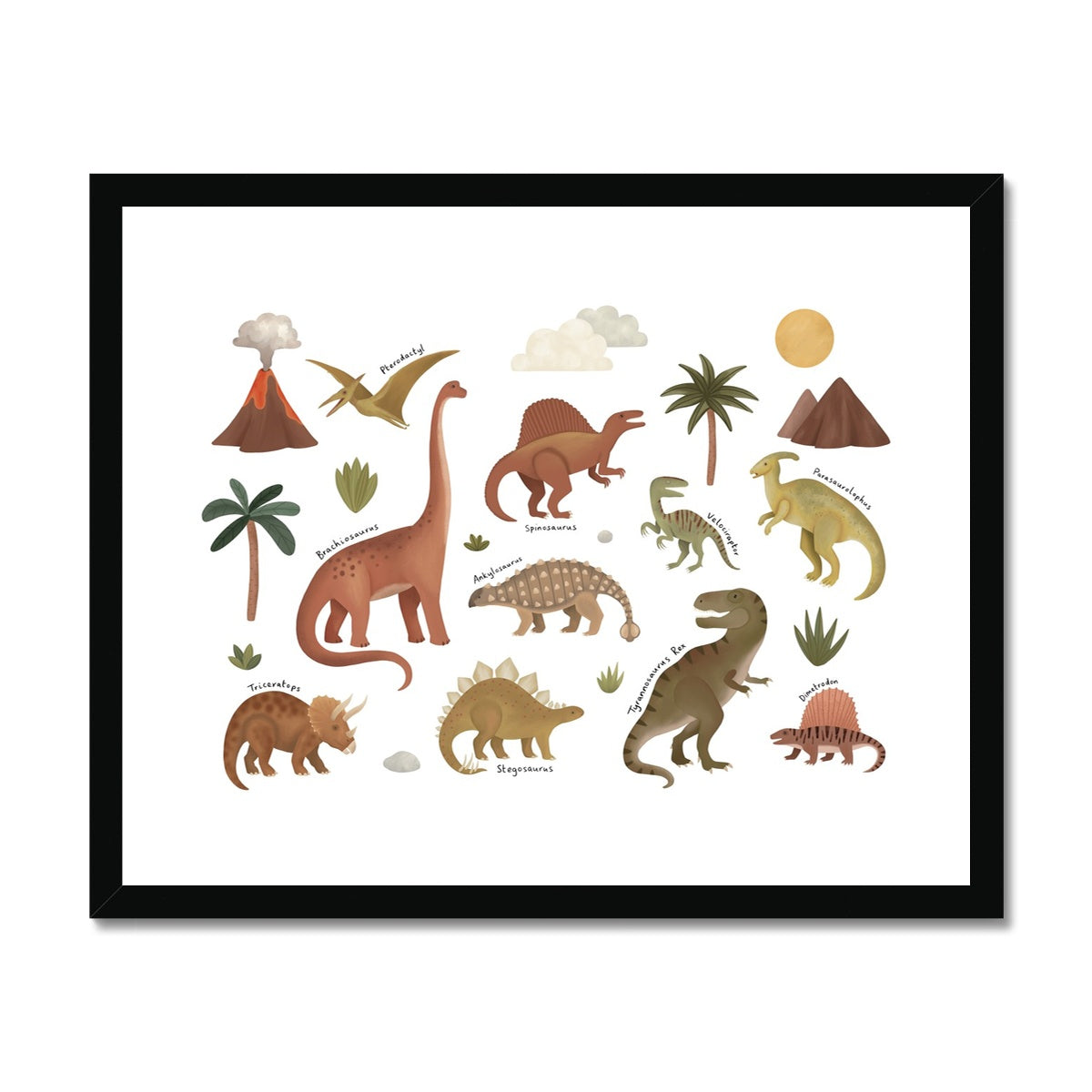 Dinosaurs in white / Framed Print