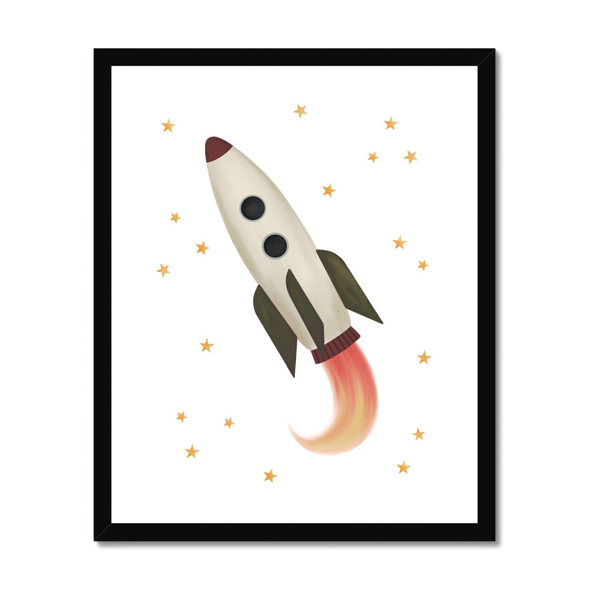 Rocket in white / Framed Print
