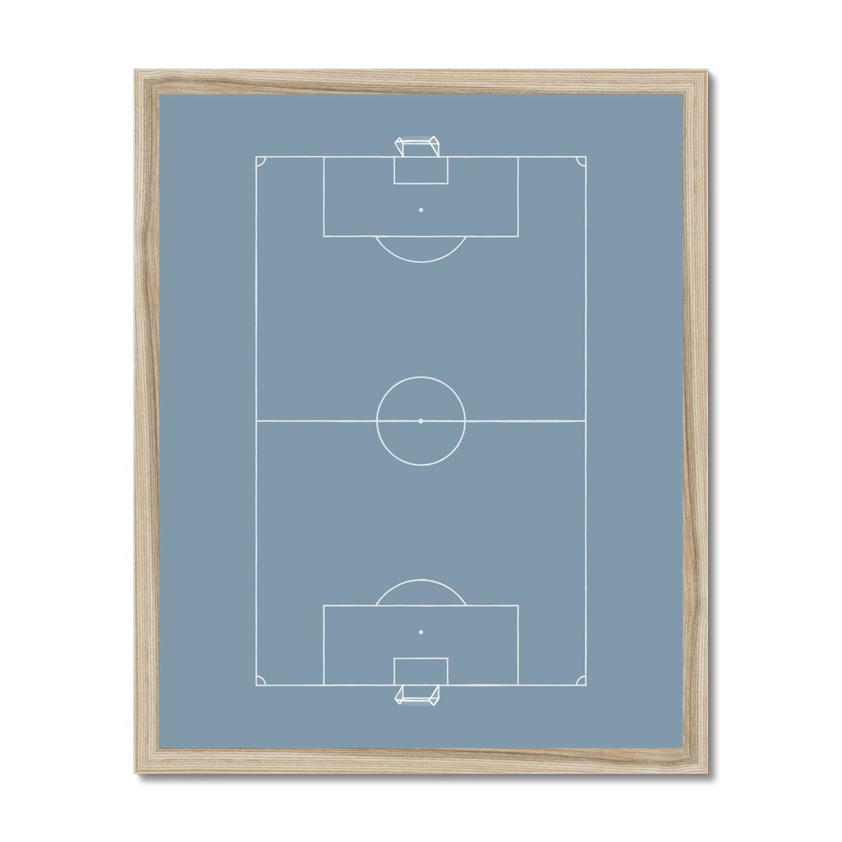 Football in pitch in blue / Framed Print