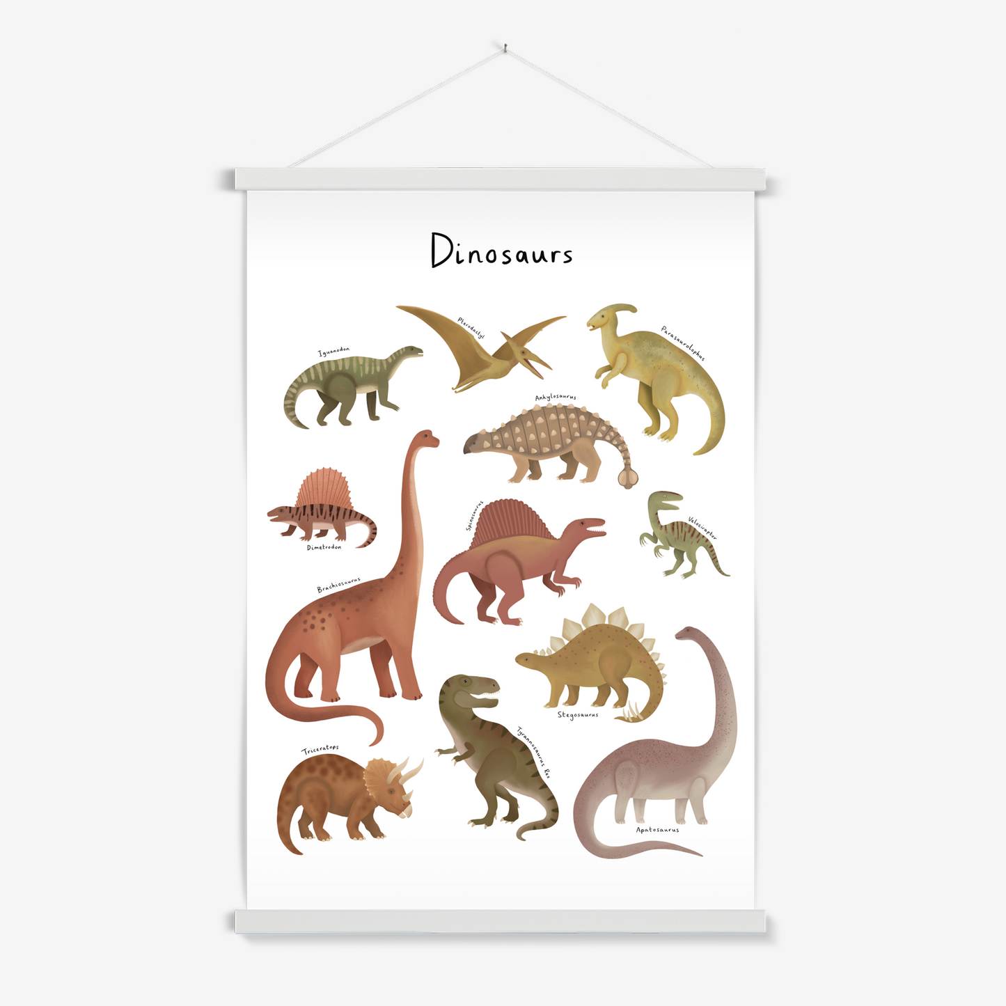 Dinosaur Chart in white / Print with Hanger