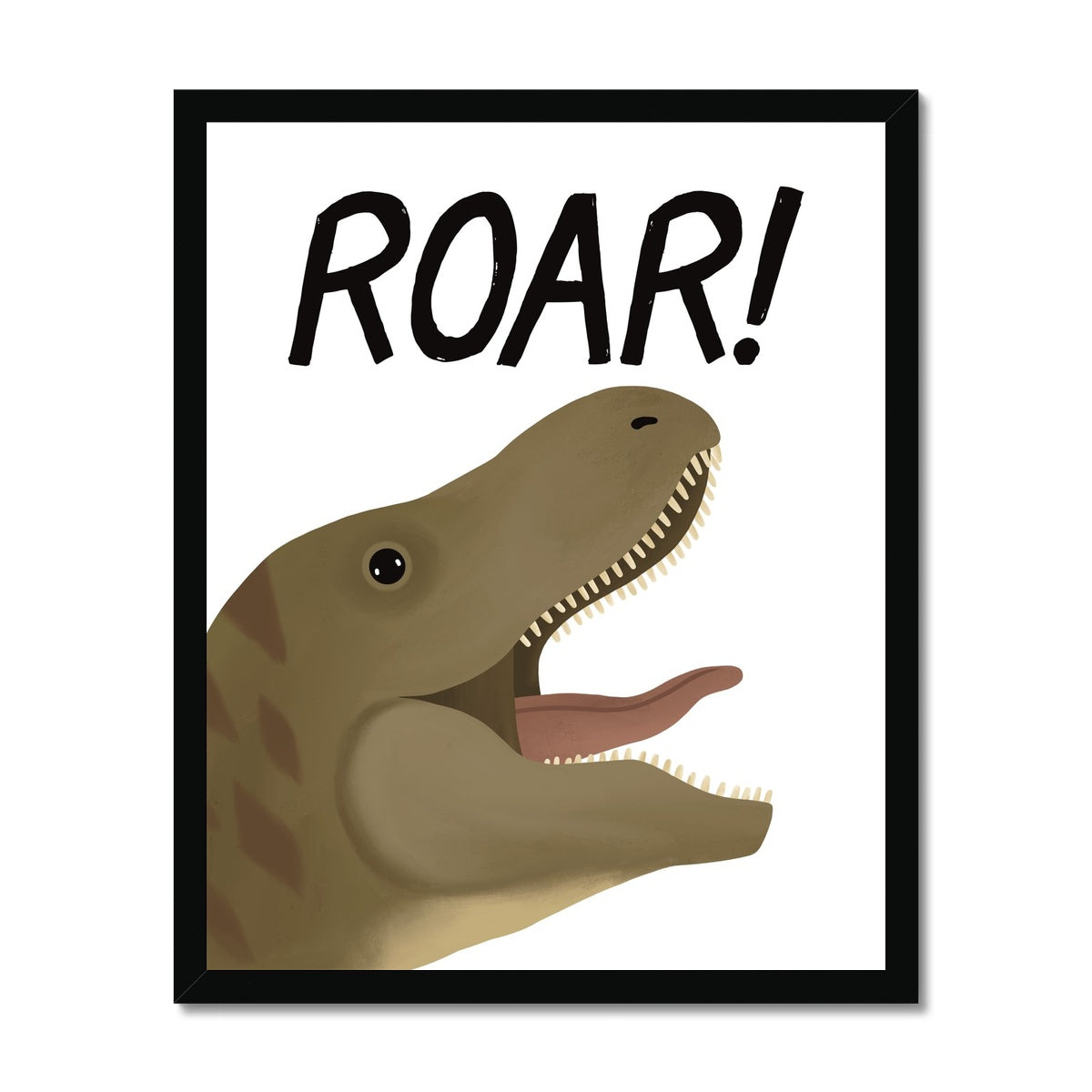Roar Dinosaur in white / Framed Print
