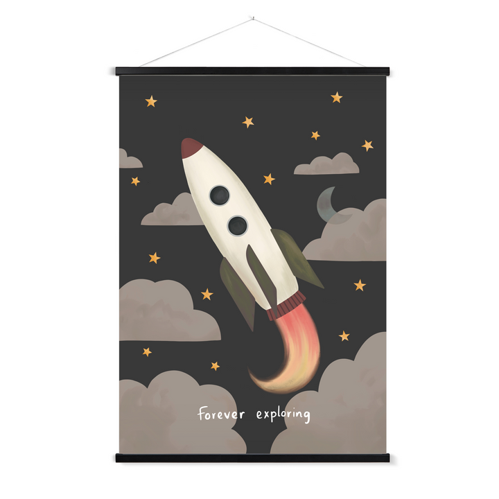 Forever Exploring in black / Print with Hanger