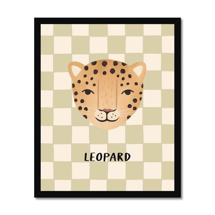 Leopard check in sage / Framed Print