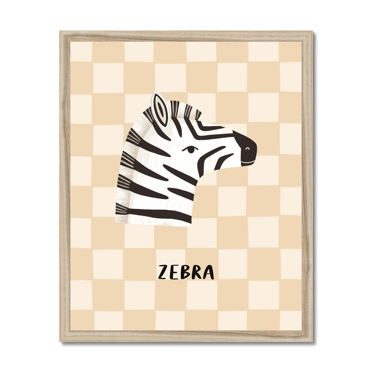 Zebra check in beige / Framed Print