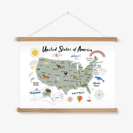 United States of America in white / Print with Hanger