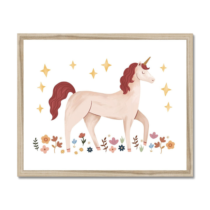 Unicorn in the meadow / Framed Print