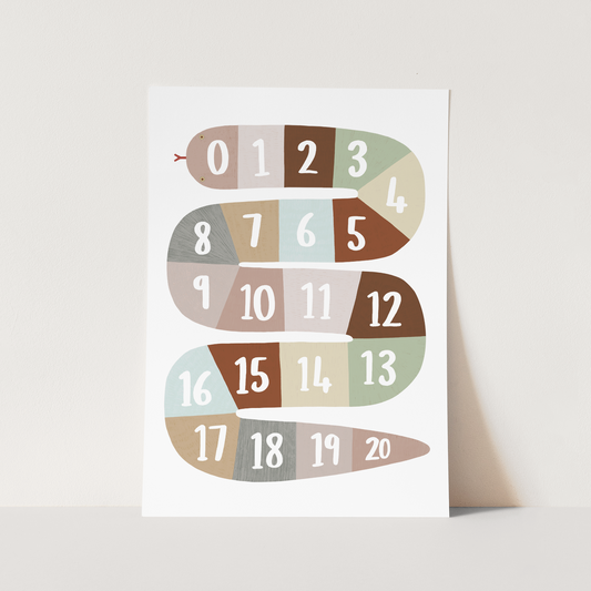 Number Snake in brown/green / Fine Art Print