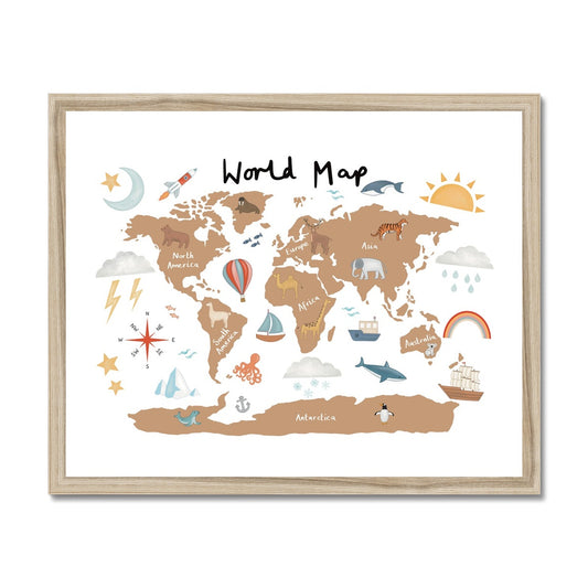 World Map in clay / Framed Print