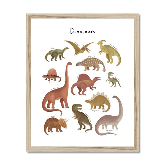 Dinosaur Chart in white / Framed Print