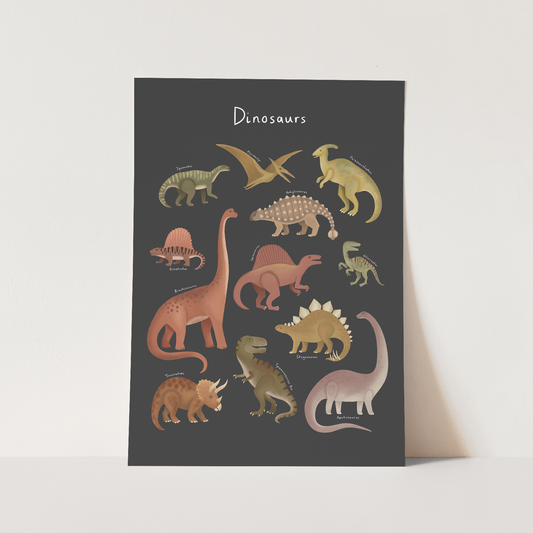 Dinosaur Chart in black / Fine Art Print