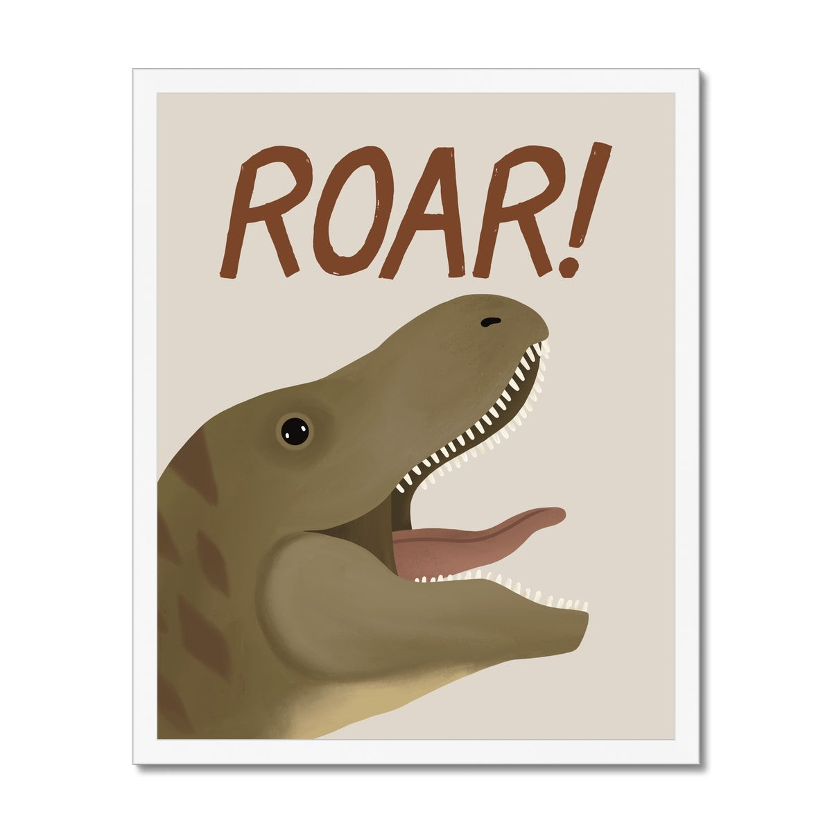 Roar Dinosaur in stone / Framed Print