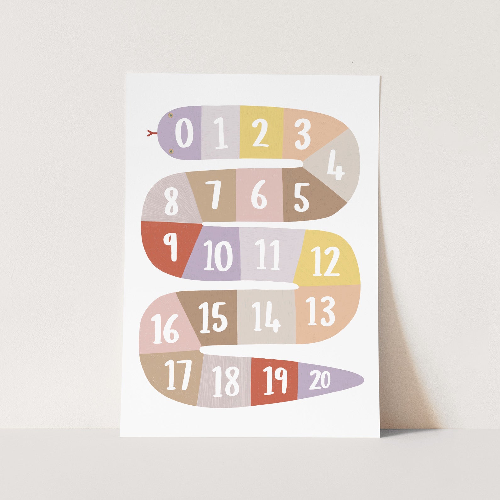 Number Snake in pink/beige / Fine Art Print – Kid of the Village
