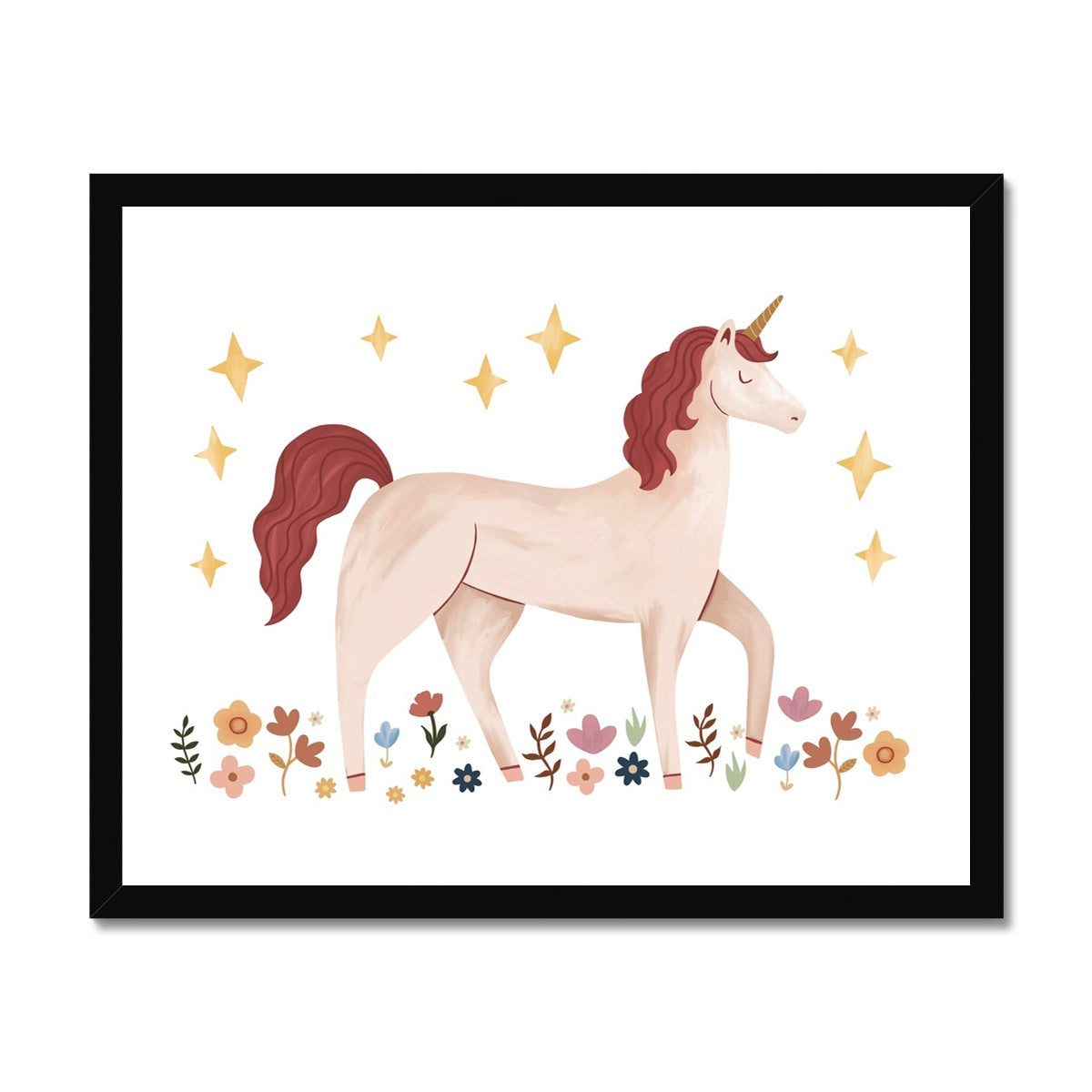 Unicorn in the meadow / Framed Print