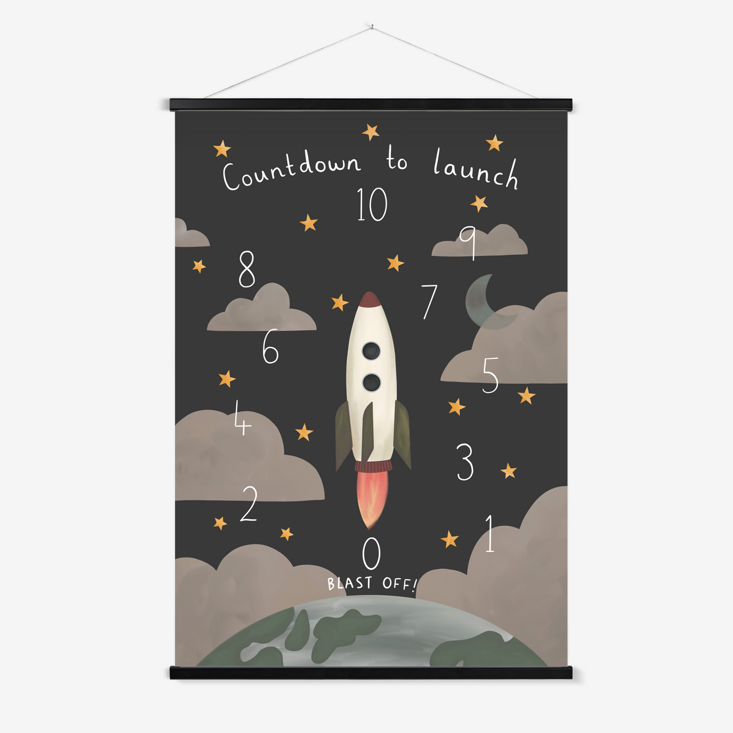 Countdown to launch in black / Print with Hanger