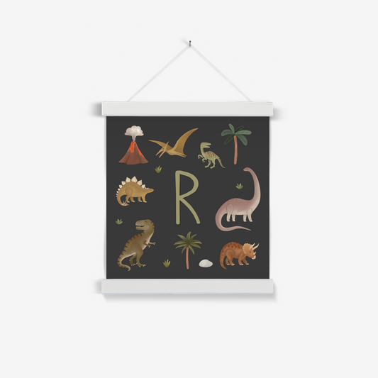 Personalised Dinosaur in black / Print with Hanger