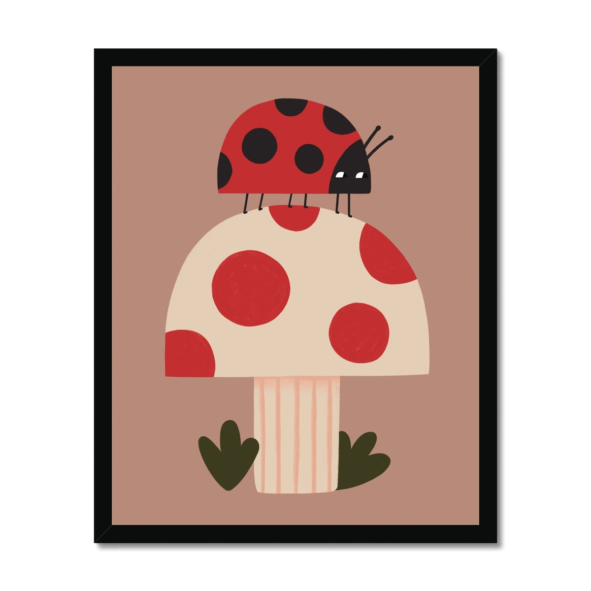 Ladybird and Mushroom / Framed Print