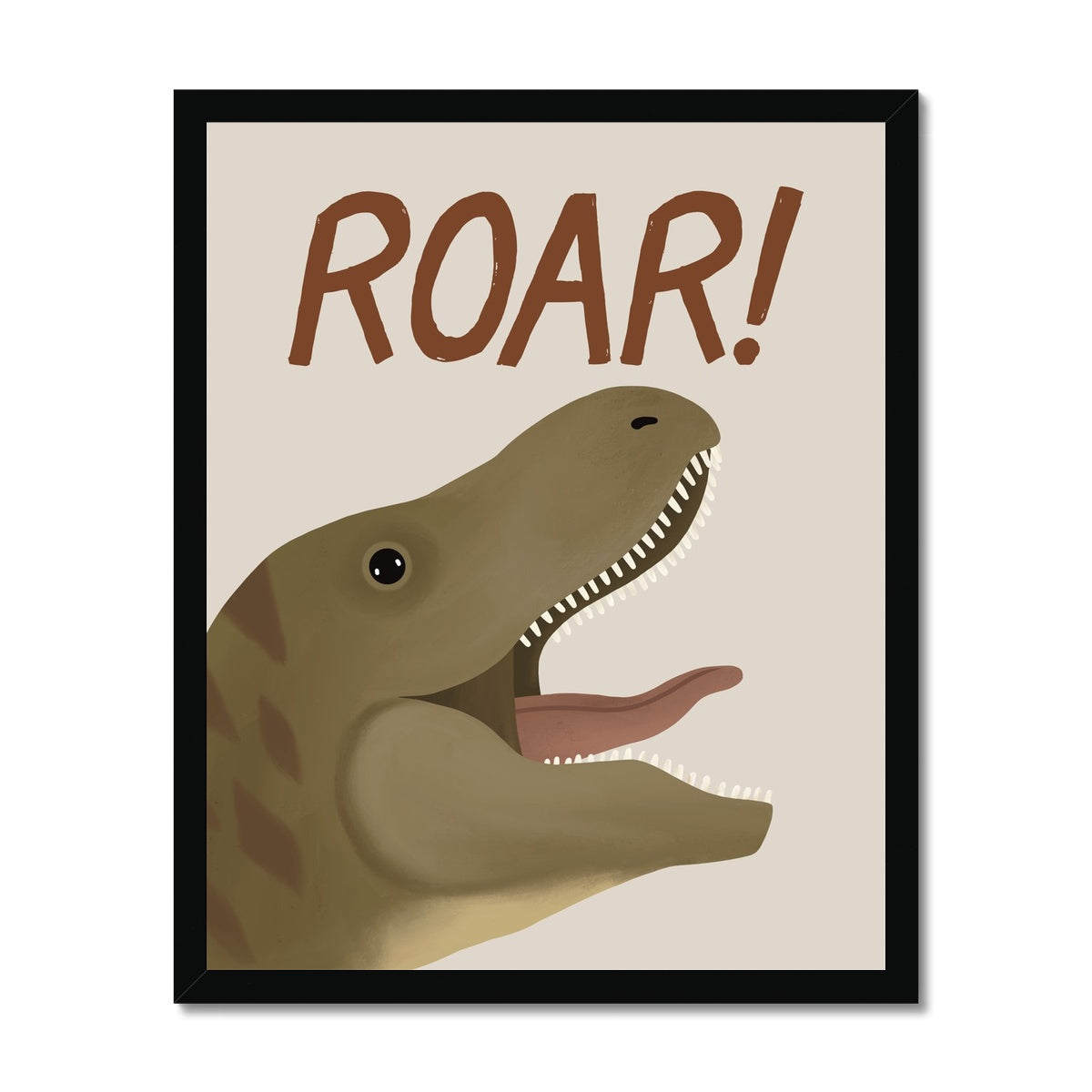 Roar Dinosaur in stone / Framed Print