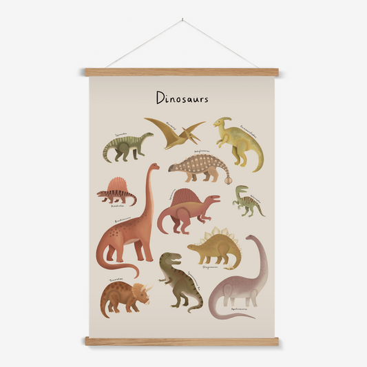 Dinosaur Chart in stone / Print with Hanger