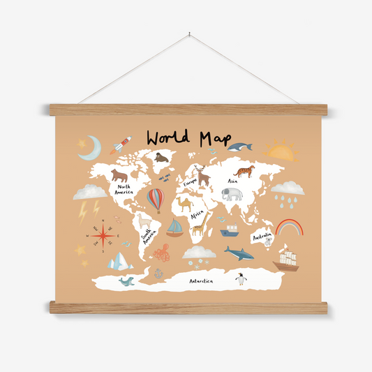 World Map in sand / Print with Hanger