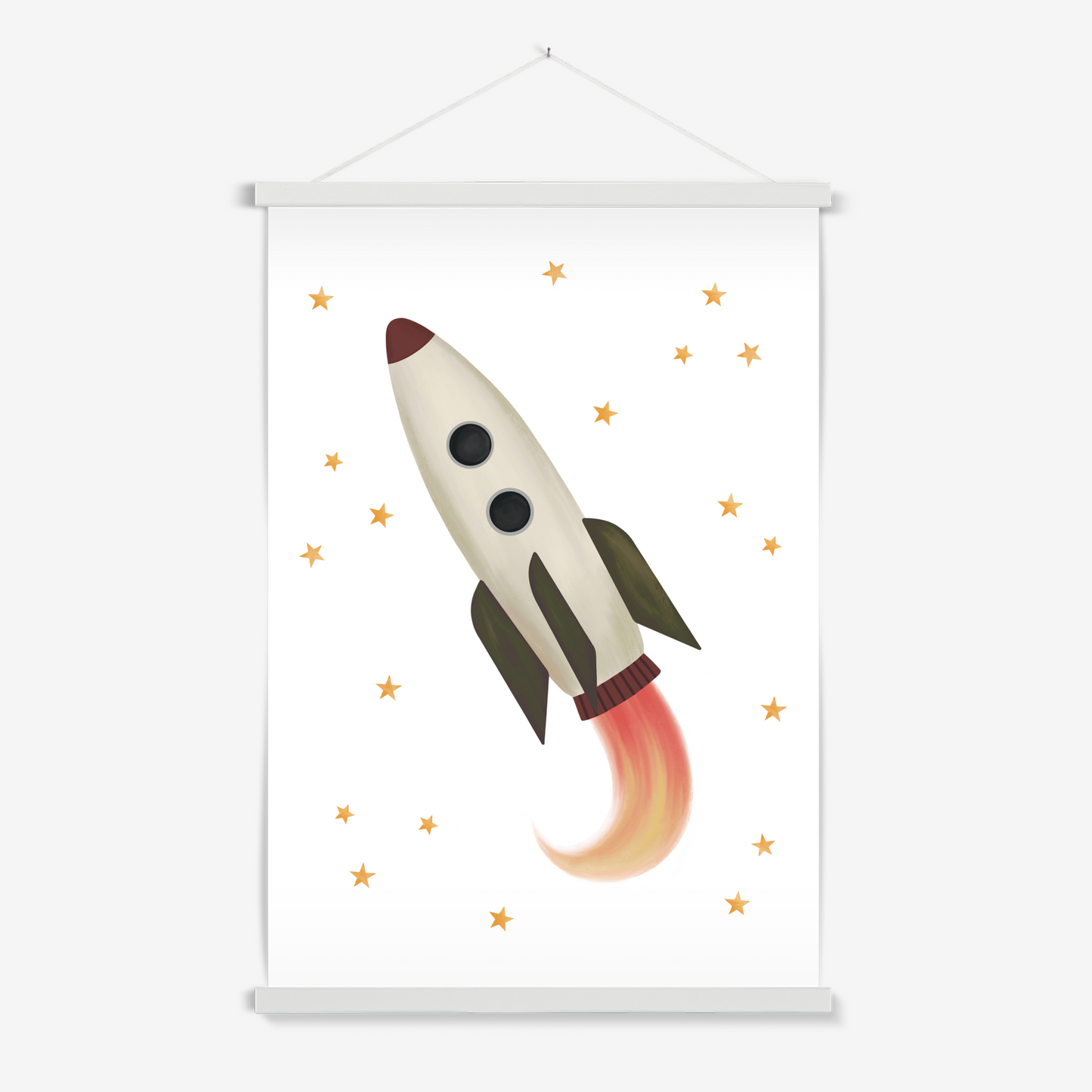 Rocket in white / Print with Hanger