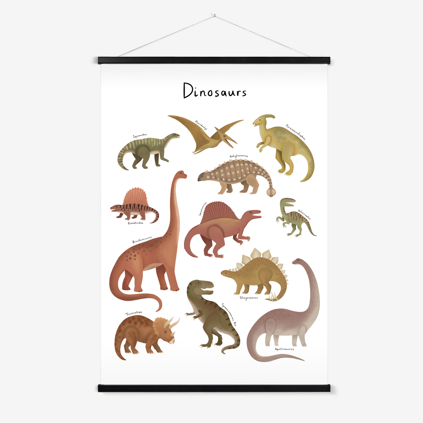 Dinosaur Chart in white / Print with Hanger