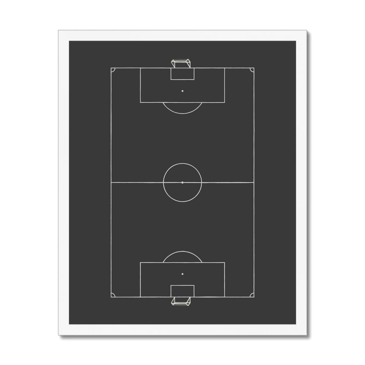 Football pitch in black / Framed Print