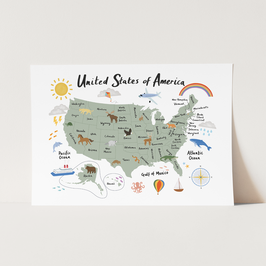 United States of America in white / Fine Art Print