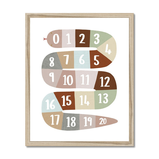 Number Snake in brown/green / Framed Print